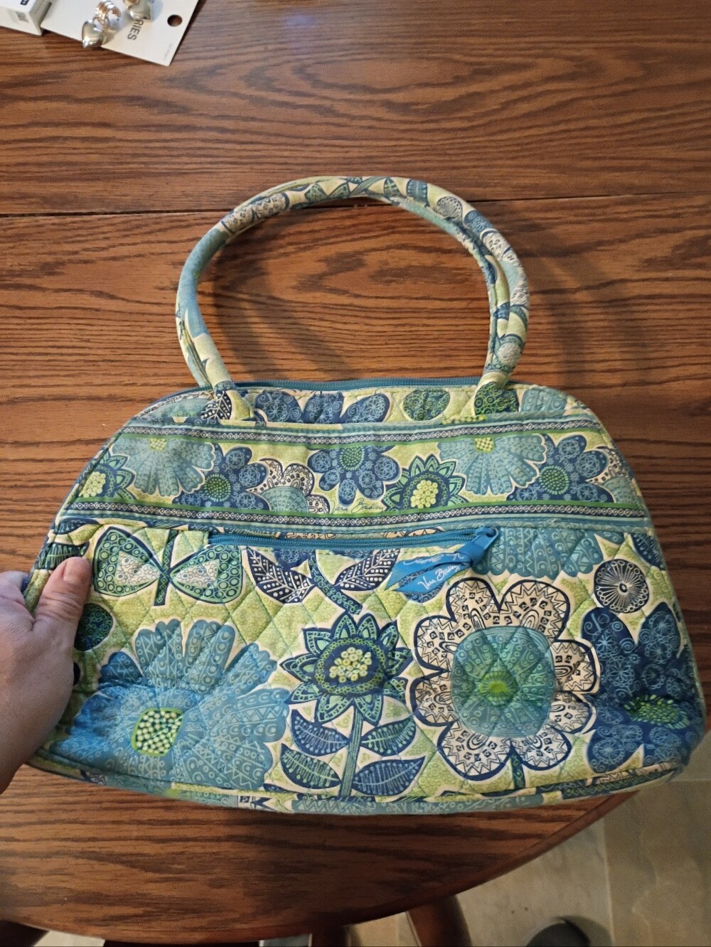Vera Bradley Quilted Floral Dome Tote in Blue & Green